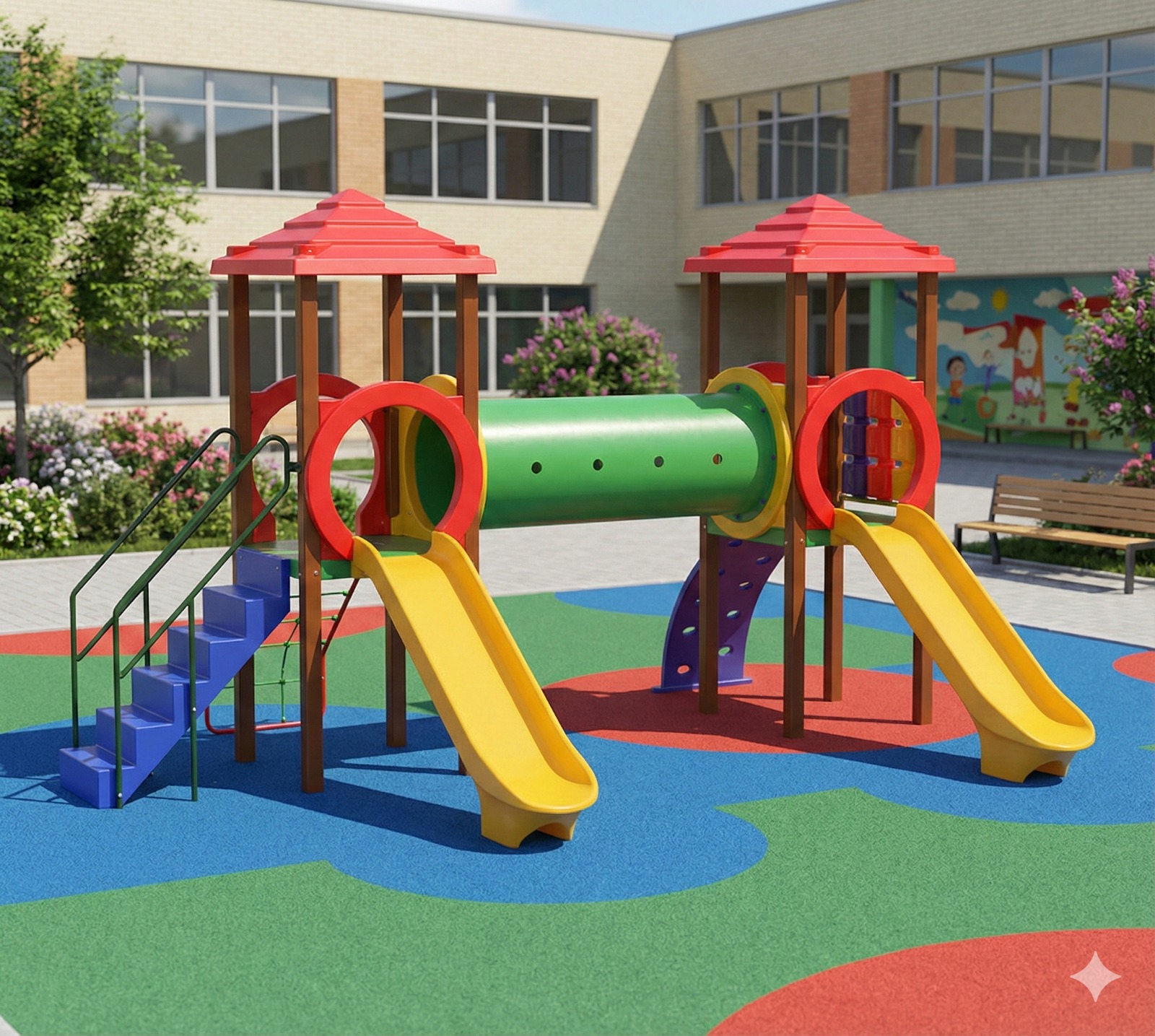 imagem de parquinho seguro e completo para escolas